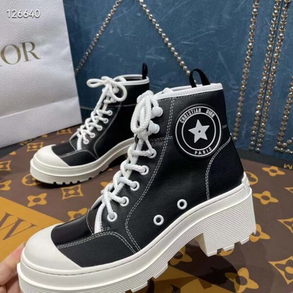 Dior Women CD Shoes D-Rise Ankle Boot Black Technical Fabric Calfskin 11 cm High (6)