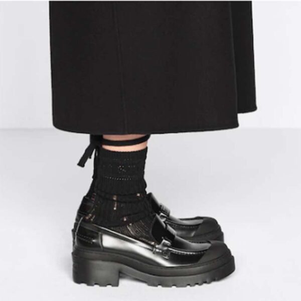 Dior Women CD Shoes Dior Code Loafer Black Brushed Calfskin (6)