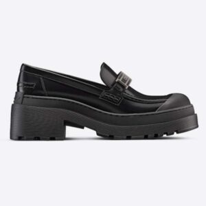 Dior Women CD Shoes Dior Code Loafer Black Brushed Calfskin