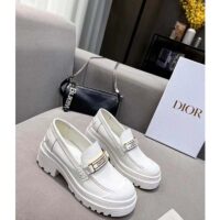 Dior Women CD Shoes Dior Code Loafer White Brushed Calfskin (7)