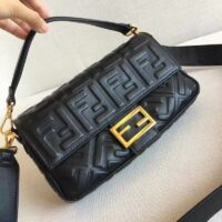 Fendi Women Baguette Chain Midi Black Nappa Leather Bag (8)