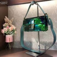 Fendi Women FF Baguette 1997 Green Leather Sequinned Bag (5)