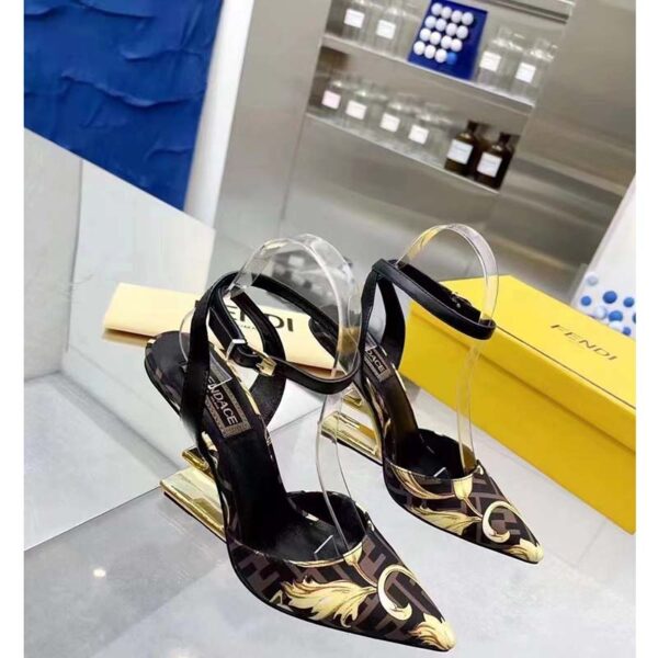 Fendi Women FF First Fendace Printed Silk High-Heeled Slingbacks 9.5 cm Heel (3)