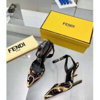 Fendi Women FF First Fendace Printed Silk High-Heeled Slingbacks 9.5 cm Heel (7)