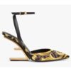 Fendi Women FF First Fendace Printed Silk High-Heeled Slingbacks 9.5 cm Heel