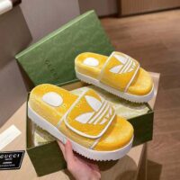 Gucci Unisex Adidas x Gucci GG Platform Sandal Yellow GG Cotton Sponge (10)