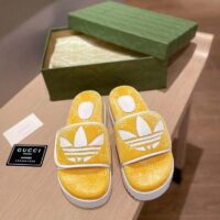 Gucci Unisex Adidas x Gucci GG Platform Sandal Yellow GG Cotton Sponge (10)