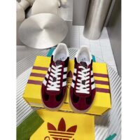 Gucci Unisex Adidas x Gucci Gazelle Sneaker Burgundy Suede Trefoil Embossed (5)