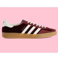 Gucci Unisex Adidas x Gucci Gazelle Sneaker Burgundy Suede Trefoil Embossed (5)