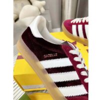 Gucci Unisex Adidas x Gucci Gazelle Sneaker Burgundy Suede Trefoil Embossed (5)