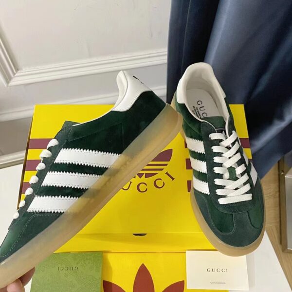 Gucci Unisex Adidas x Gucci Gazelle Sneaker Green Suede Trefoil Embossed (2)