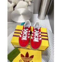 Gucci Unisex Adidas x Gucci Gazelle Sneaker Red Suede Trefoil Embossed (11)