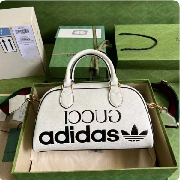 Gucci Unisex Adidas x Gucci Mini Duffle Bag Off-White Leather Interlocking G (10)