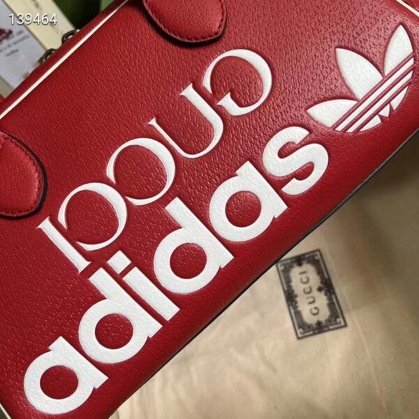 Gucci Unisex Adidas x Gucci Mini Duffle Bag Red Leather Interlocking G (2)