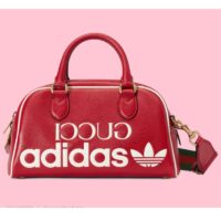 Gucci Unisex Adidas x Gucci Mini Duffle Bag Red Leather Interlocking G (3)