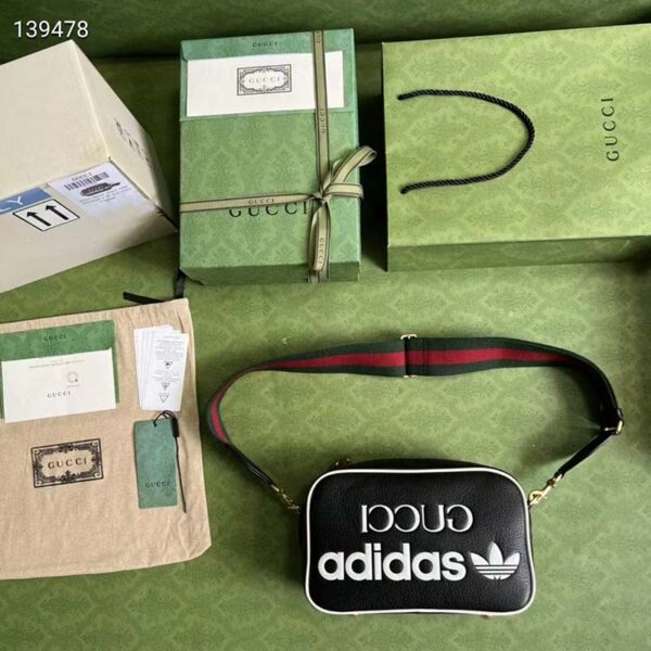Gucci Unisex Adidas x Gucci Small Shoulder Bag Black Leather Interlocking G (1)