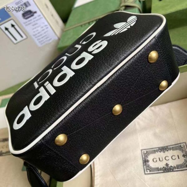 Gucci Unisex Adidas x Gucci Small Shoulder Bag Black Leather Interlocking G (4)