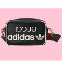 Gucci Unisex Adidas x Gucci Small Shoulder Bag Black Leather Interlocking G (9)