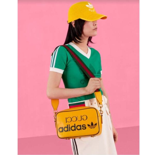 Gucci Unisex Adidas x Gucci Small Shoulder Bag Yellow Leather Interlocking G (10)