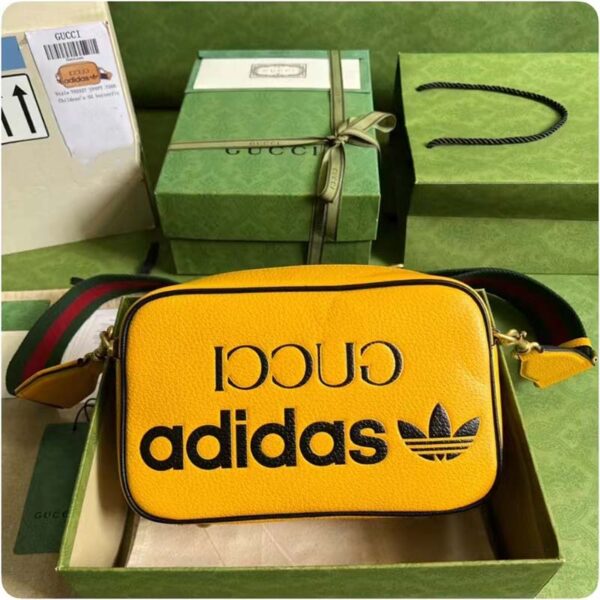 Gucci Unisex Adidas x Gucci Small Shoulder Bag Yellow Leather Interlocking G (8)