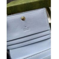 Gucci Unisex Card Case Wallet Enamel Ice Cream Blue Stripe Print Beige Ebony GG Supreme Canvas (9)