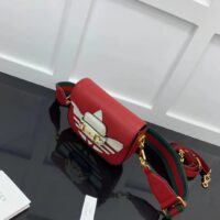 Gucci Unisex GG Adidas x Gucci Horsebit 1955 Mini Bag Red Leather Trefoil Print (9)