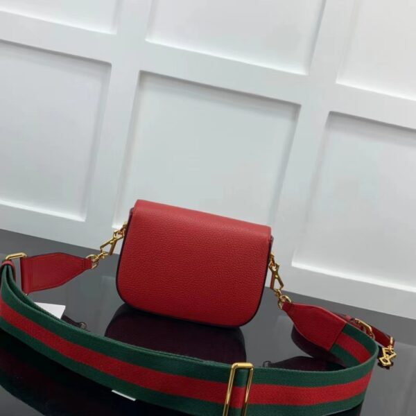 Gucci Unisex GG Adidas x Gucci Horsebit 1955 Mini Bag Red Leather Trefoil Print (6)