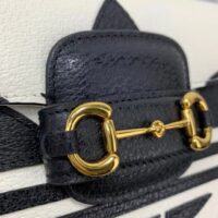 Gucci Unisex GG Adidas x Gucci Horsebit 1955 Mini Bag White Black Leather Trefoil (7)