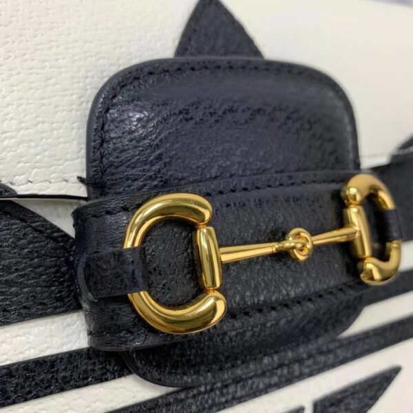 Gucci Unisex GG Adidas x Gucci Horsebit 1955 Mini Bag White Black Leather Trefoil (5)