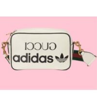 Gucci Unisex GG Adidas x Gucci Small Shoulder Bag White Leather Green Red Web (1)
