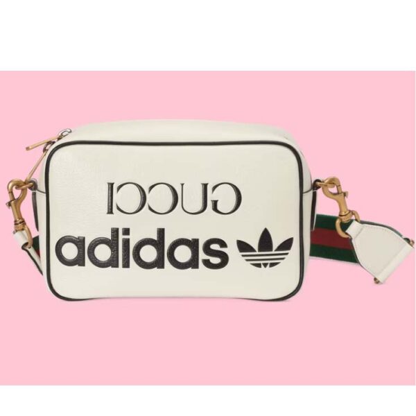 Gucci Unisex GG Adidas x Gucci Small Shoulder Bag White Leather Green Red Web (1)