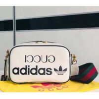Gucci Unisex GG Adidas x Gucci Small Shoulder Bag White Leather Green Red Web (1)