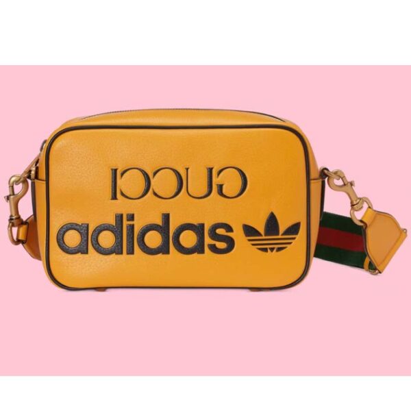 Gucci Unisex GG Adidas x Gucci Small Shoulder Bag Yellow Leather Green Red Web (9)