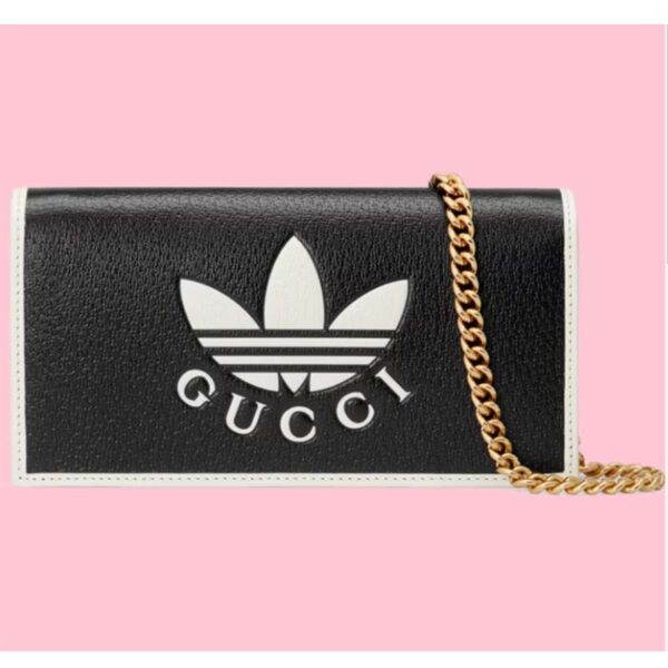 Gucci Unisex GG Adidas x Gucci Wallet chain Black White Leather Interlocking G (6)