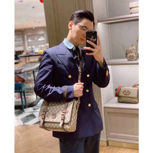Gucci Unisex GG Messenger Bag Beige Ebony GG Supreme Canvas Leather (1)