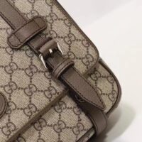 Gucci Unisex GG Messenger Bag Beige Ebony GG Supreme Canvas Leather (8)