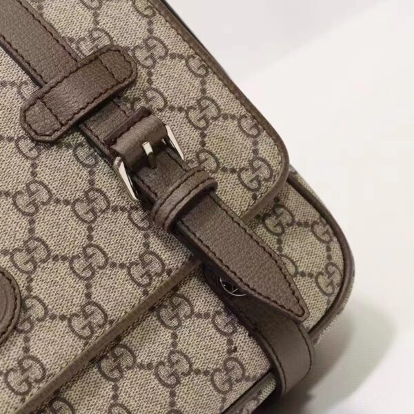 Gucci Unisex GG Messenger Bag Beige Ebony GG Supreme Canvas Leather (10)