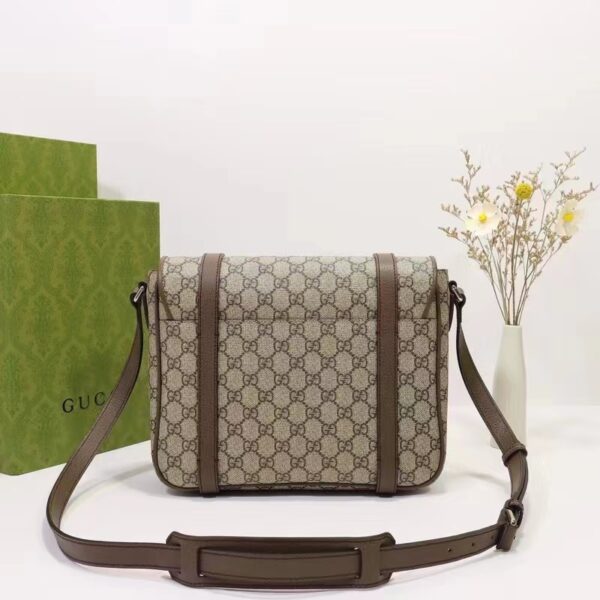 Gucci Unisex GG Messenger Bag Beige Ebony GG Supreme Canvas Leather (13)