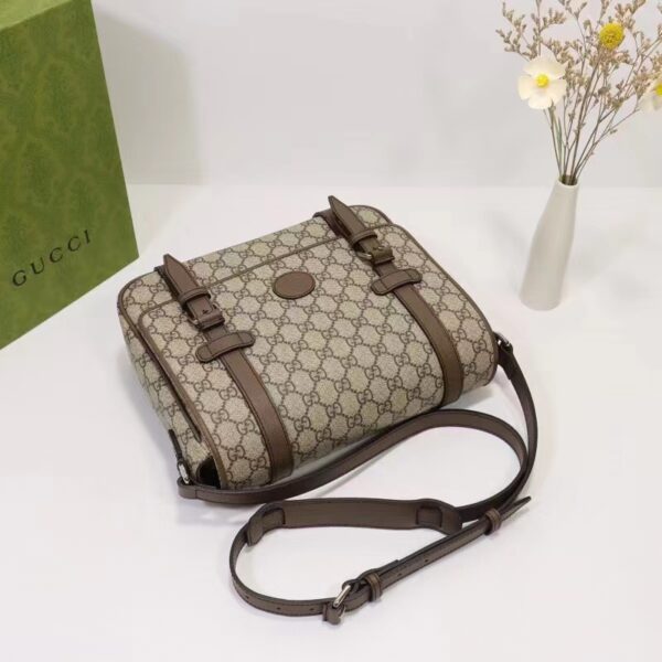 Gucci Unisex GG Messenger Bag Beige Ebony GG Supreme Canvas Leather (3)
