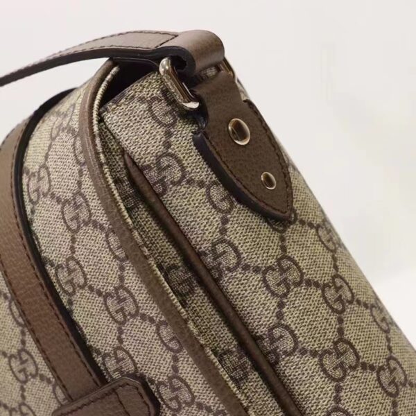 Gucci Unisex GG Messenger Bag Beige Ebony GG Supreme Canvas Leather (4)
