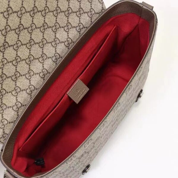 Gucci Unisex GG Messenger Bag Beige Ebony GG Supreme Canvas Leather (5)