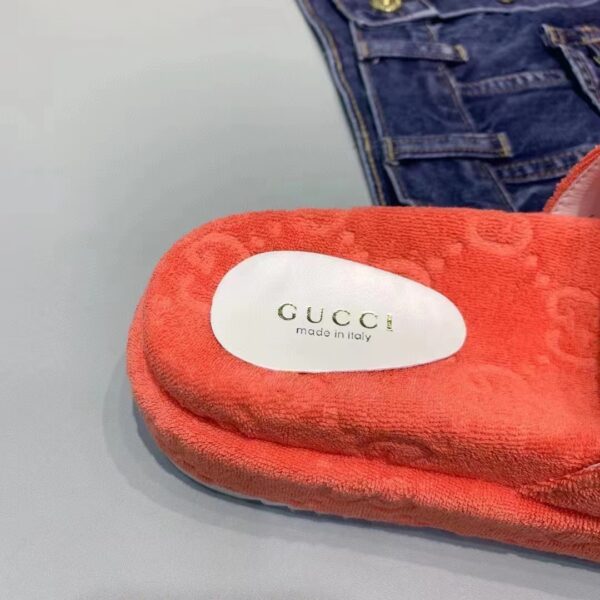 Gucci Unisex GG Platform Sandals Orange GG Cotton Sponge Rubber Sole 3 Cm heel (11)