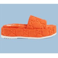 Gucci Unisex GG Platform Sandals Orange GG Cotton Sponge Rubber Sole 3 Cm heel (12)