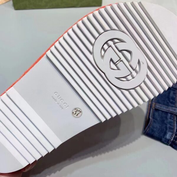 Gucci Unisex GG Platform Sandals Orange GG Cotton Sponge Rubber Sole 3 Cm heel (6)