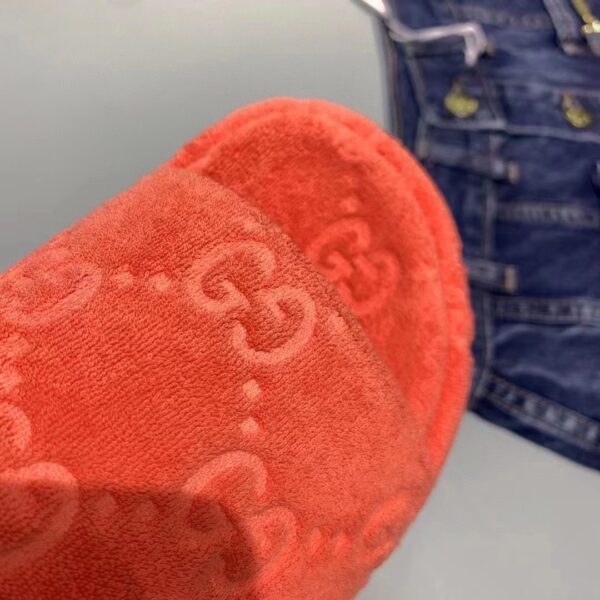 Gucci Unisex GG Platform Sandals Orange GG Cotton Sponge Rubber Sole 3 Cm heel (9)