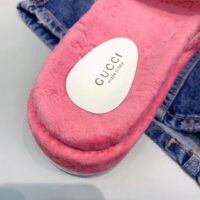 Gucci Unisex GG Platform Sandals Pink GG Cotton Sponge Rubber Sole 3 Cm Heel (3)