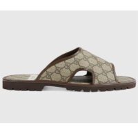 Gucci Unisex GG Supreme Slide Sandal Beige Ebony GG Supreme Canvas (1)