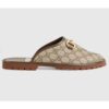 Gucci Unisex Slipper with Horsebit GG Supreme Canvas Gold-Toned Hardware