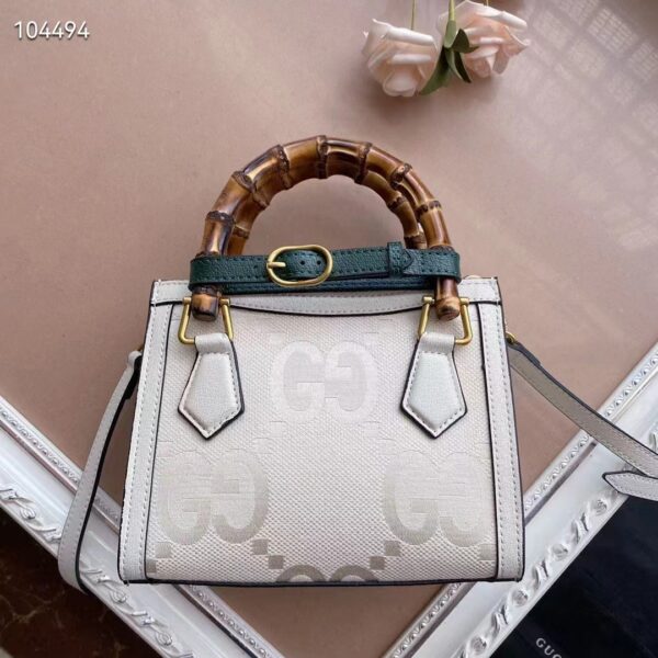 Gucci Women Diana Small Jumbo GG Tote Bag Off-White Ivory Canvas Double G (2)