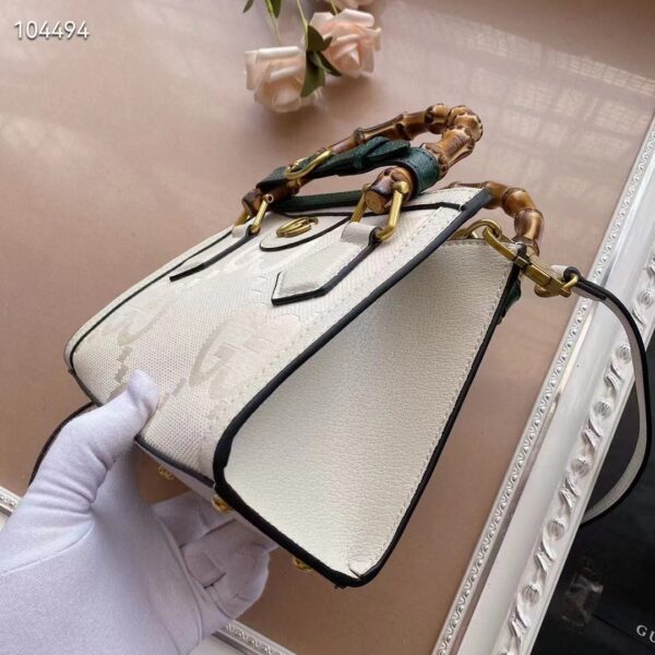 Gucci Women Diana Small Jumbo GG Tote Bag Off-White Ivory Canvas Double G (4)